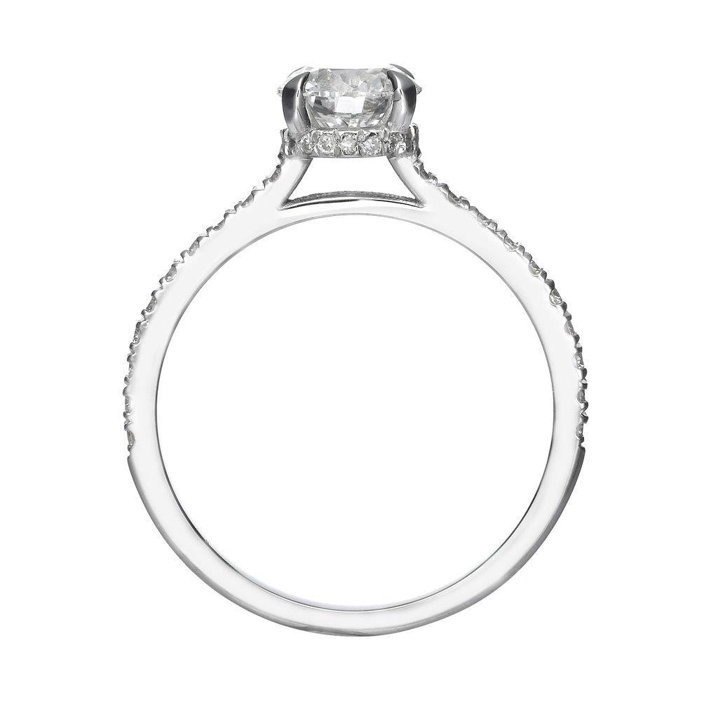 Round Cut 1.51 Carat Round Brilliant Cut Diamond Engagement Ring on 18 Karat White Gold For Sale