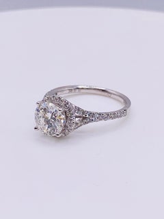 1.51 Carat Round Brilliant Cut Diamond Engagement Ring with Semi Mount Setting