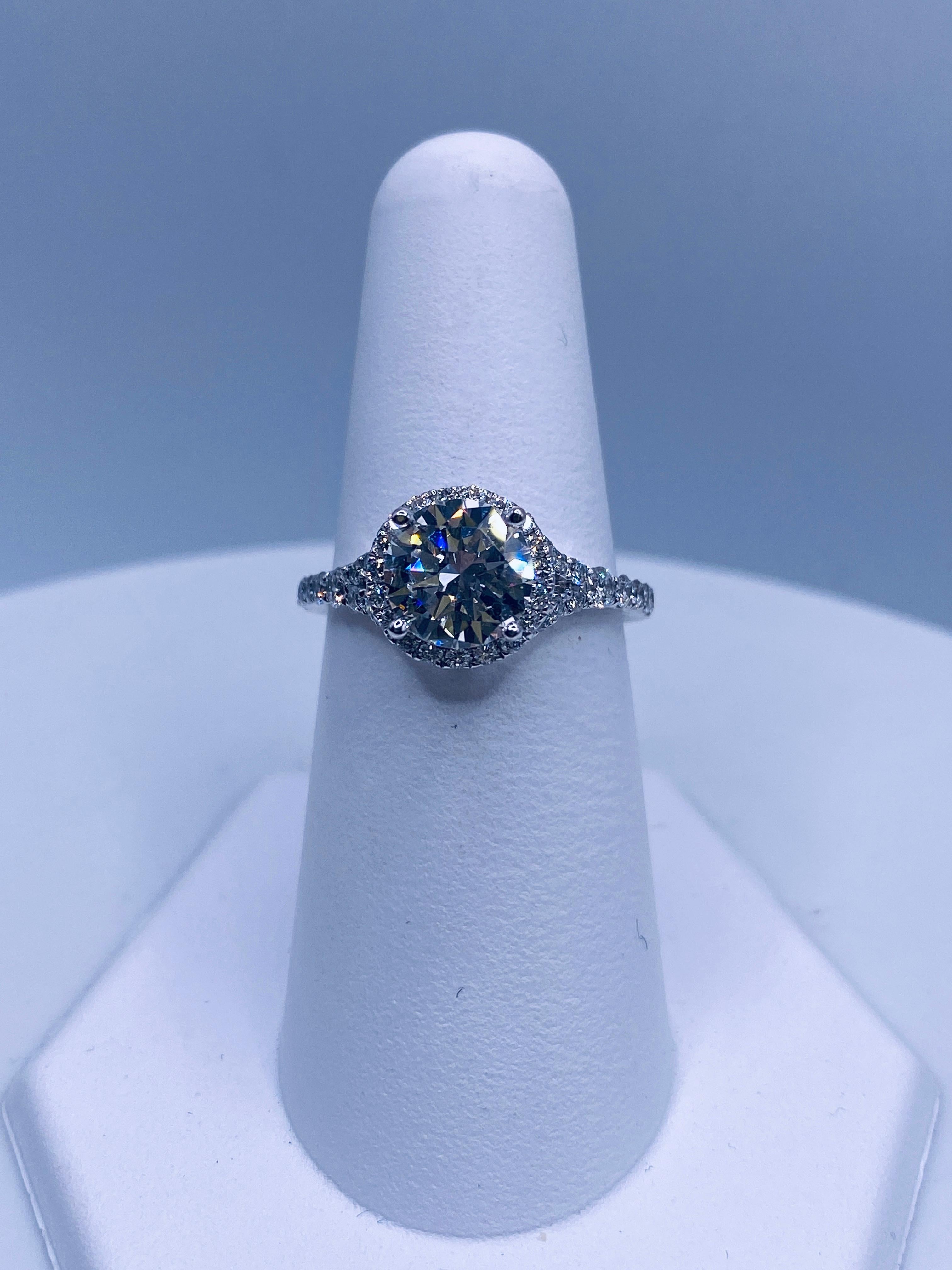 1.51 Karat runder Brillantschliff-Diamant-Verlobungsring mit Halbfassung für Damen oder Herren im Angebot