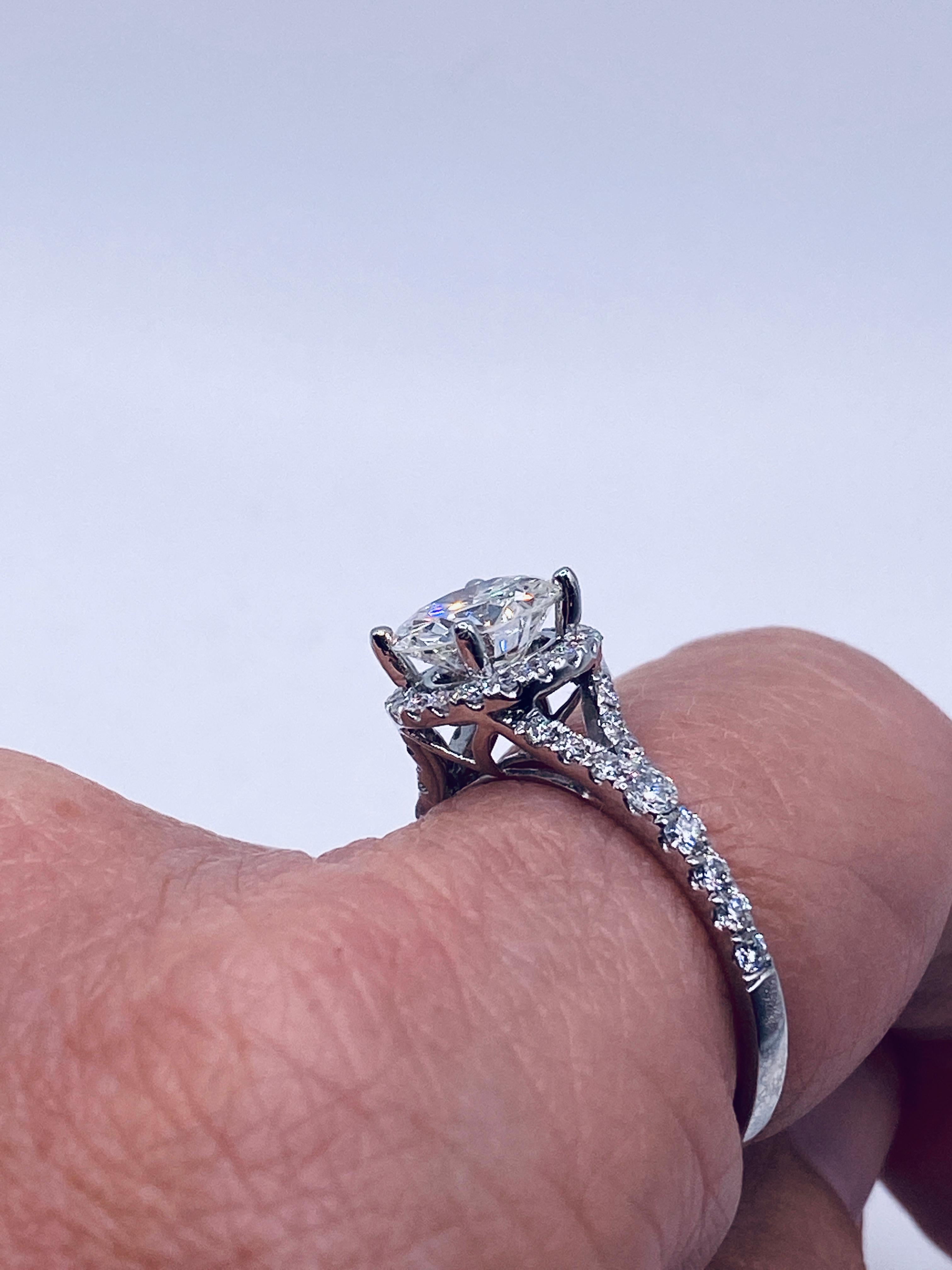 1.51 Karat runder Brillantschliff-Diamant-Verlobungsring mit Halbfassung im Angebot 2