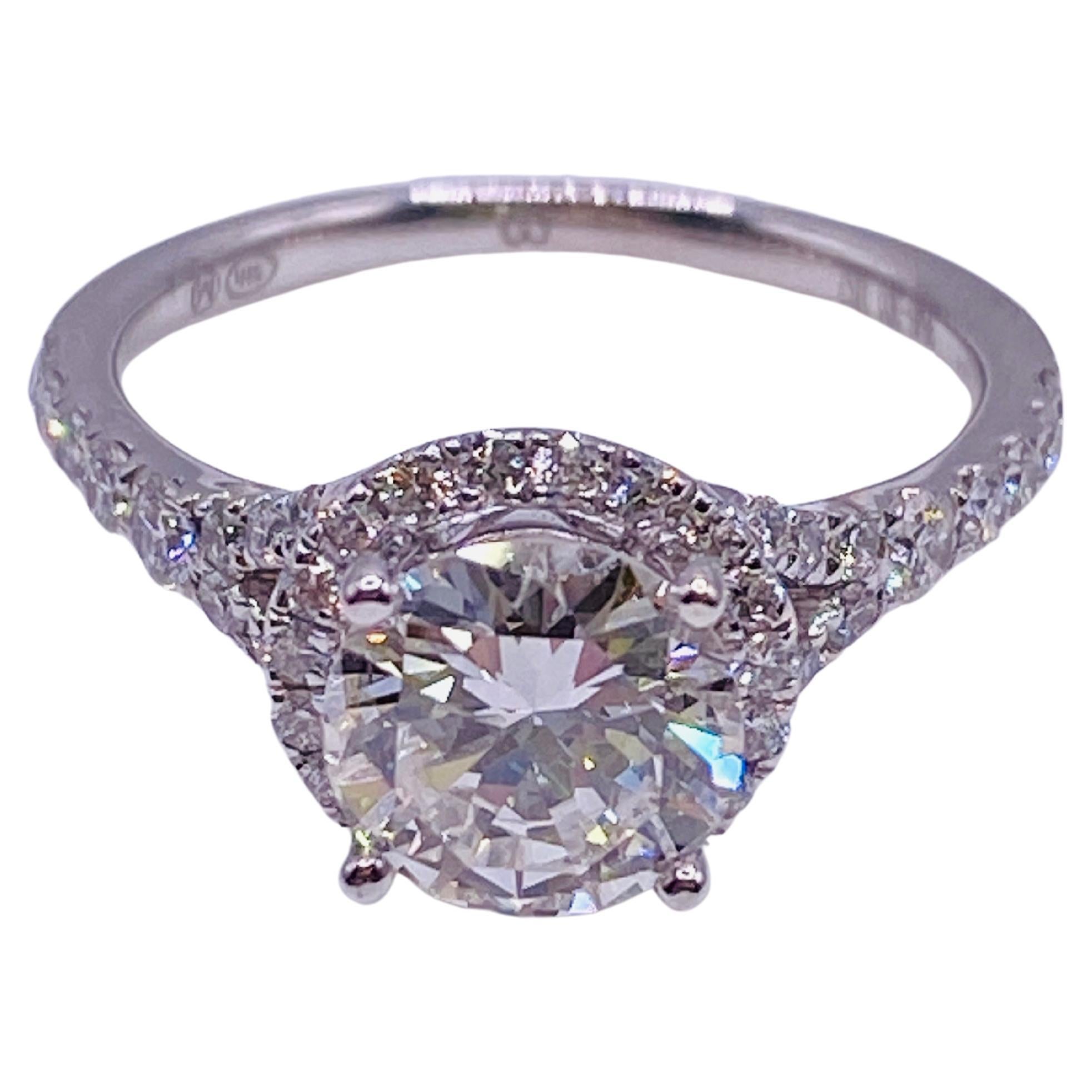 1.51 Carat Round Brilliant Cut Diamond Engagement Ring with Semi Mount Setting For Sale