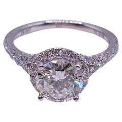 1.51 Carat Round Brilliant Cut Diamond Engagement Ring with Semi Mount Setting