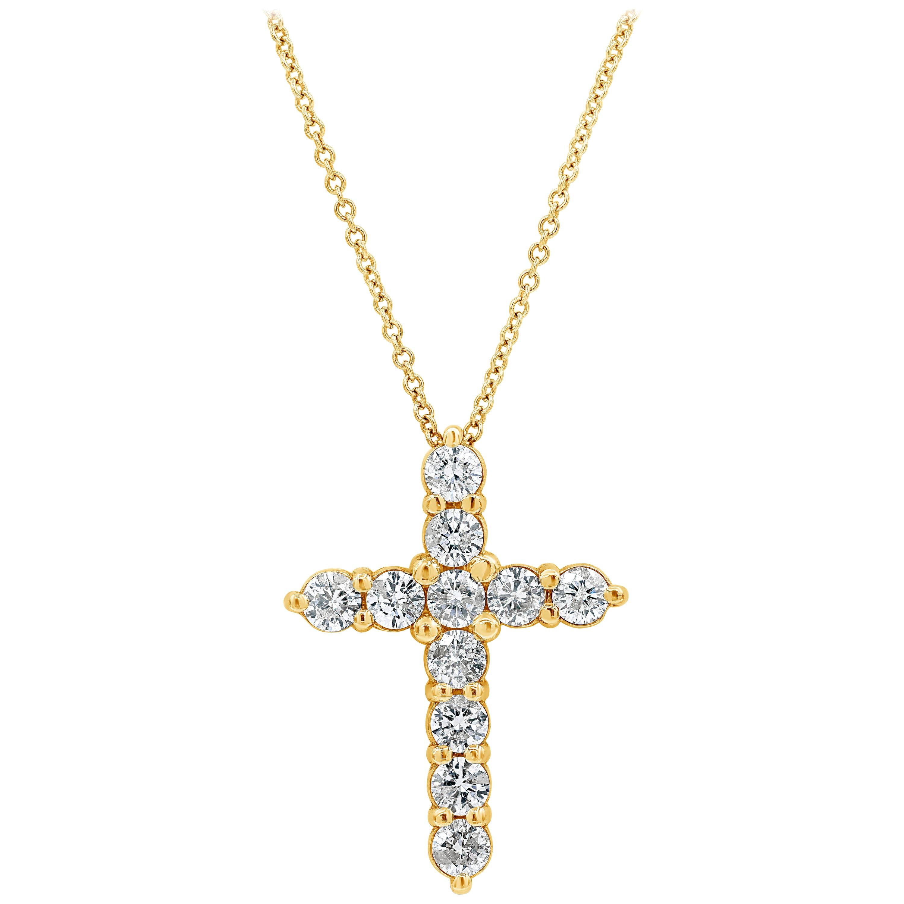 1.51 Carat Round Diamond Cross Pendant Necklace