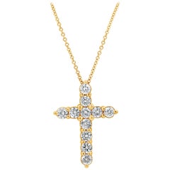 1.51 Carat Round Diamond Cross Pendant Necklace 1.51 Carat Round Diamond Cross Pendant Necklace