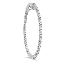 Roman Malakov 1.51 Carats Round Brilliant Cut Diamond Pavé Hoop Earrings