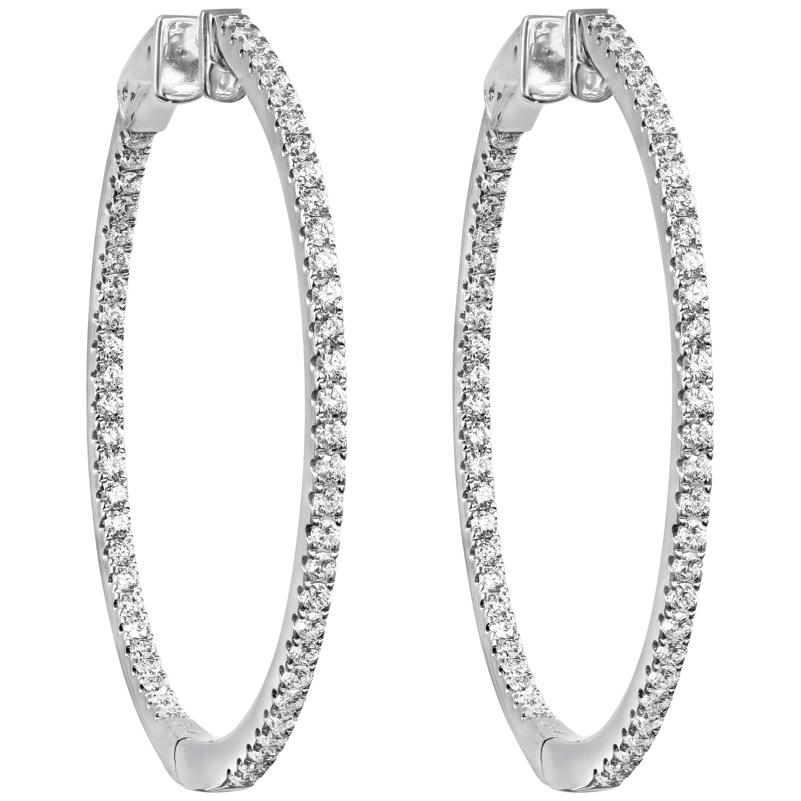 Roman Malakov, 1.51 Carat Round Diamond Pave Hoop Earrings