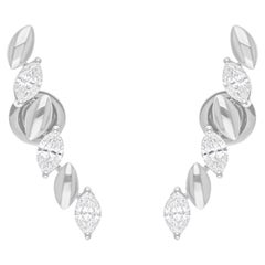 1,51 Karat SI Reinheit HI Farbe Marquise Diamant Blattohrringe 18k Weißgold