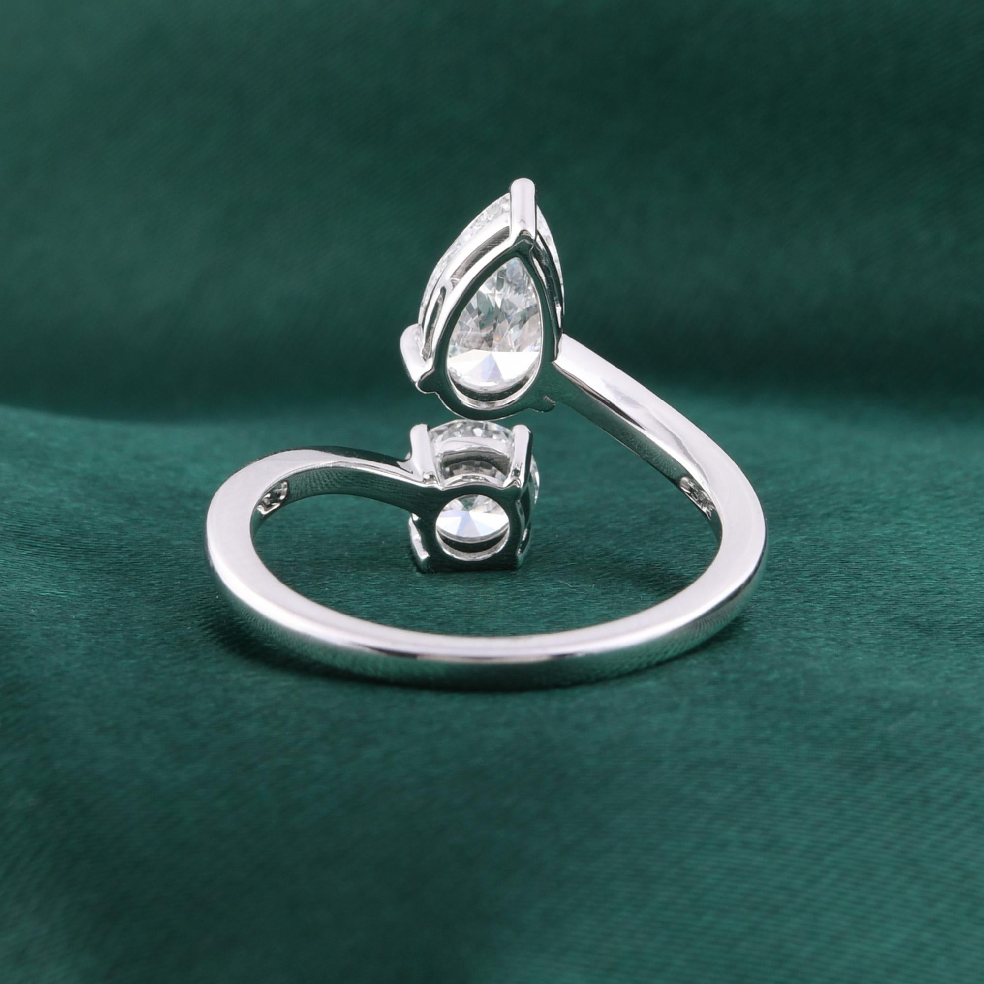 En venta: 1,51 quilates SI Claridad Color HI Diamante Redondo Pera Anillo Puño Oro Blanco 9 Quilates  3