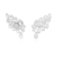 1.51 Carat SI/H Round Baguette Diamond Earrings 18 Karat White Gold Fine Jewelry