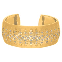 1.51 Carat SI/H Round Brilliant Cut Diamond Bangle Bracelet 18 Karat Yellow Gold