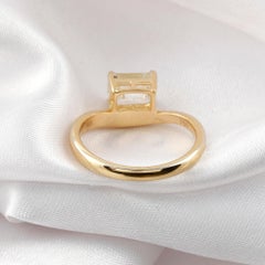 1.51 Carat SI/H Solitaire Emerald Cut Diamond 18 Karat Yellow Gold Ring