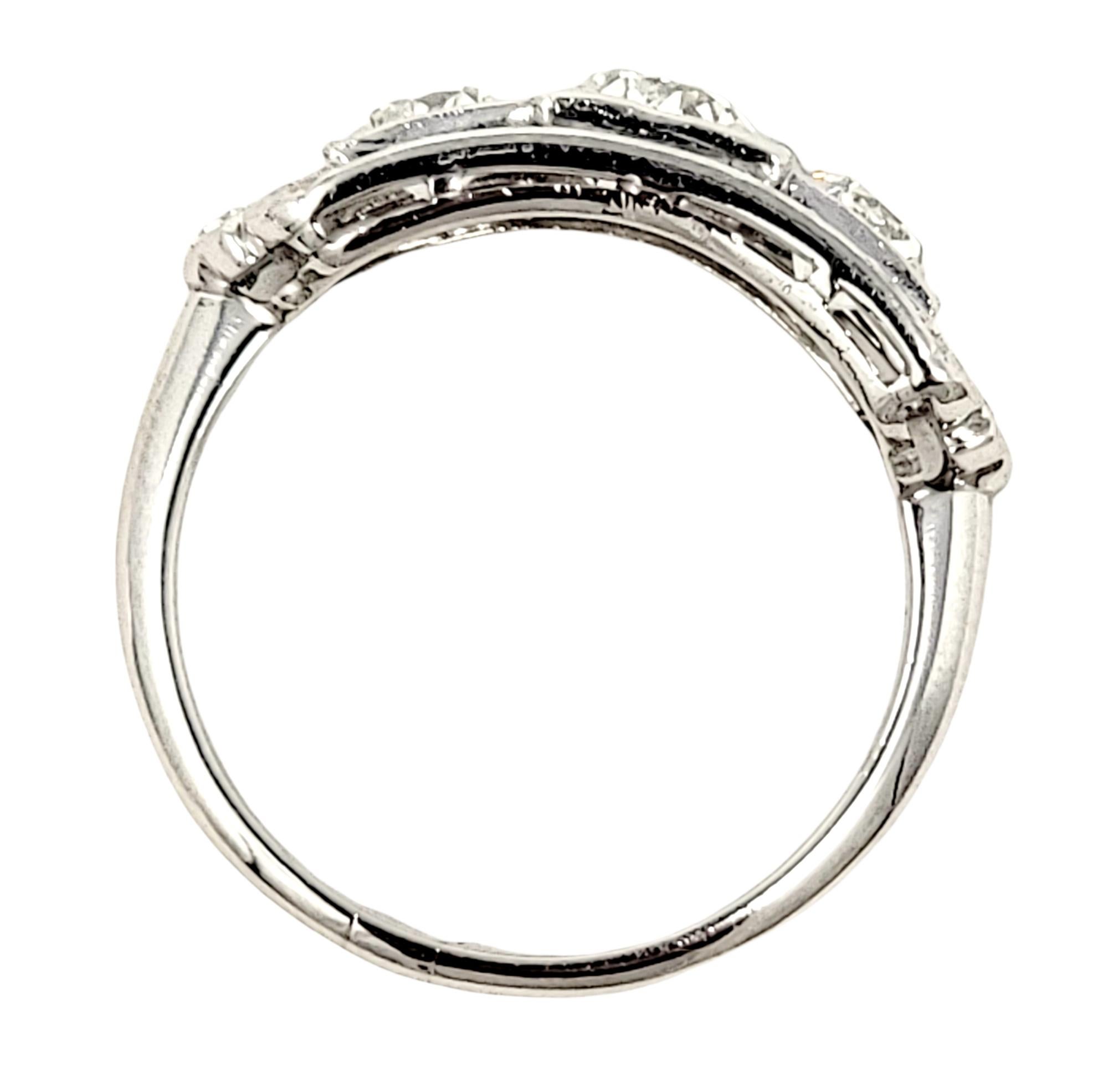Edwardian 1.51 Carat Total Vintage Old European Cut Diamond Three Stone Engagement Ring