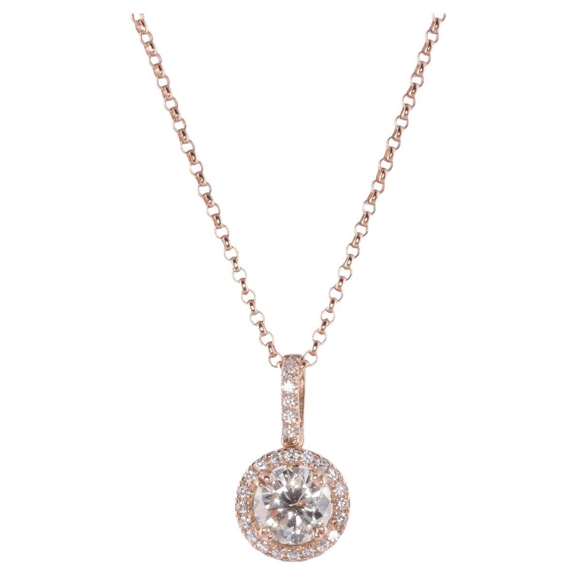 1.51 Carat Heart Shaped Diamond Solitaire Pendant Gold Wheat Chain at ...