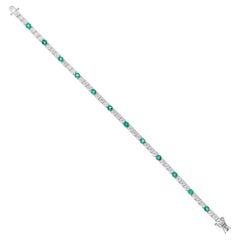 1.51 Carat Zambian Emerald 4.38 Carat SI/H Diamond Bracelet 18 Karat White Gold
