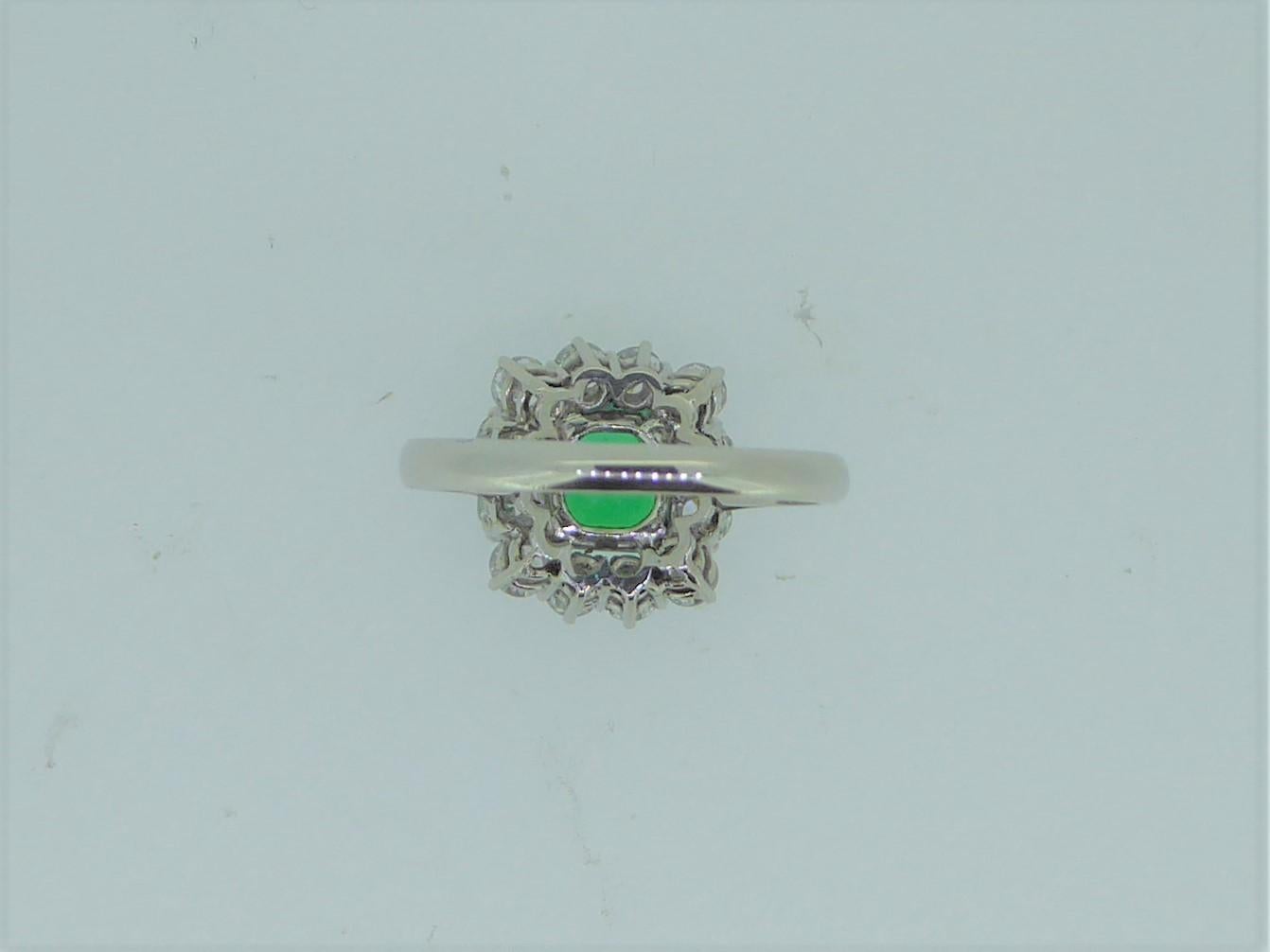 1.51 Carat Colombian Emerald Diamond and Platinum Cluster Ring with Certificate 1