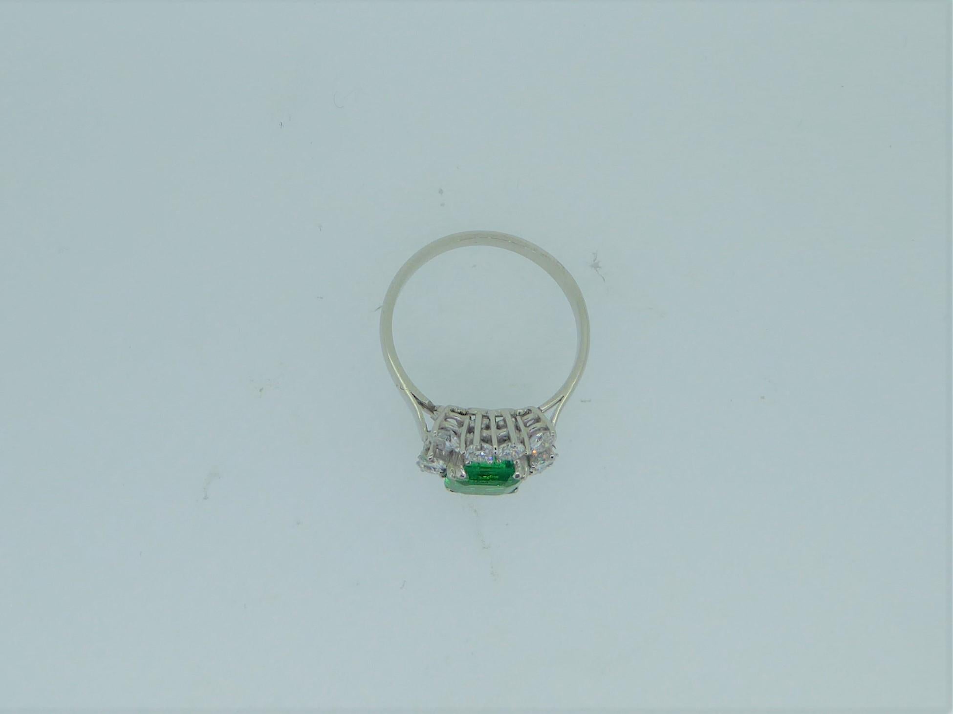 1.51 Carat Colombian Emerald Diamond and Platinum Cluster Ring with Certificate 2