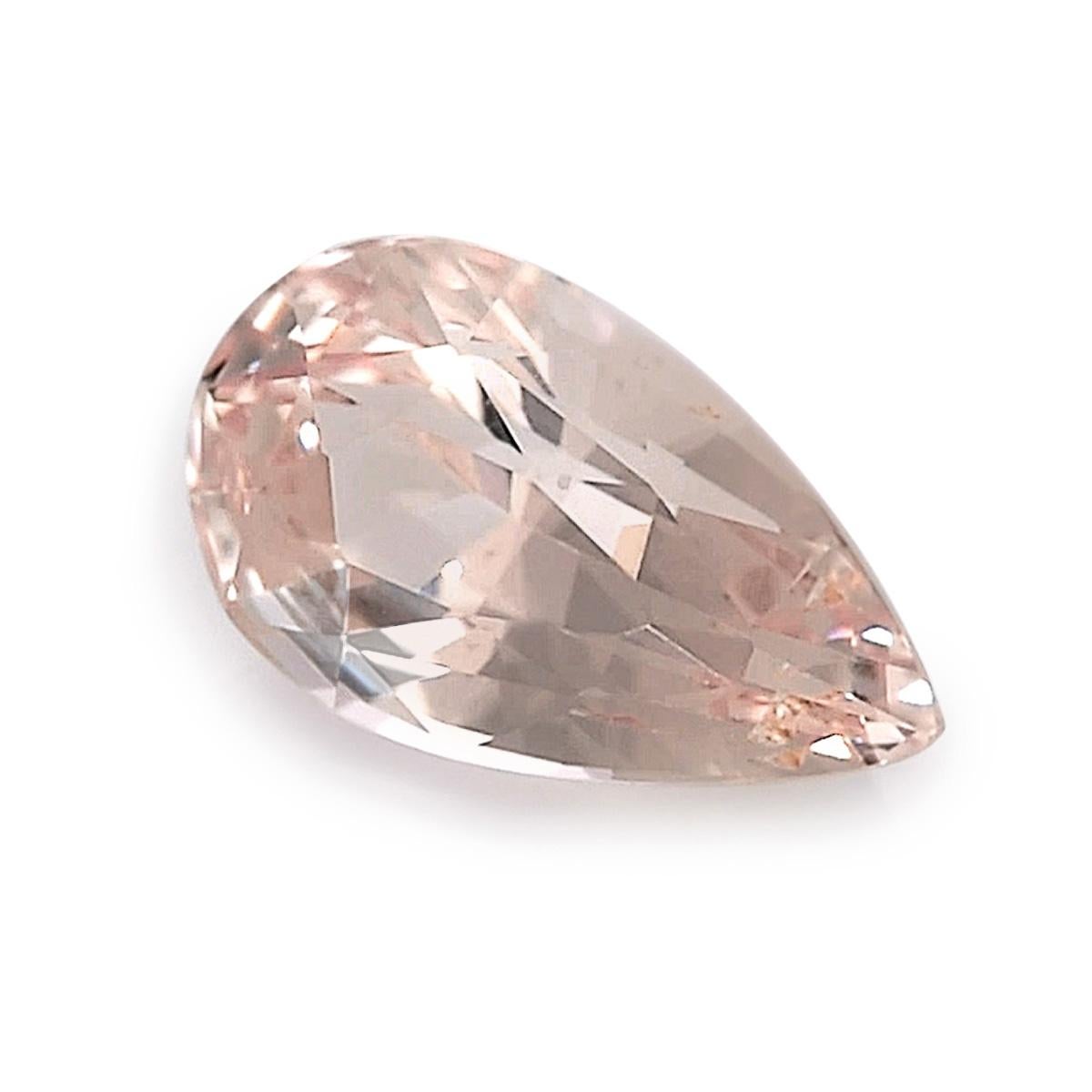 Explore the enchantment of 1.51 carats Natural Peach Sapphire, a gem that captivates with its pear shape, measuring 8.78 x 5.7 x 4.42 mm. The Brilliant/Step cut enhances its allure, showcasing a play of light and facets. Radiating a warm peach hue,
