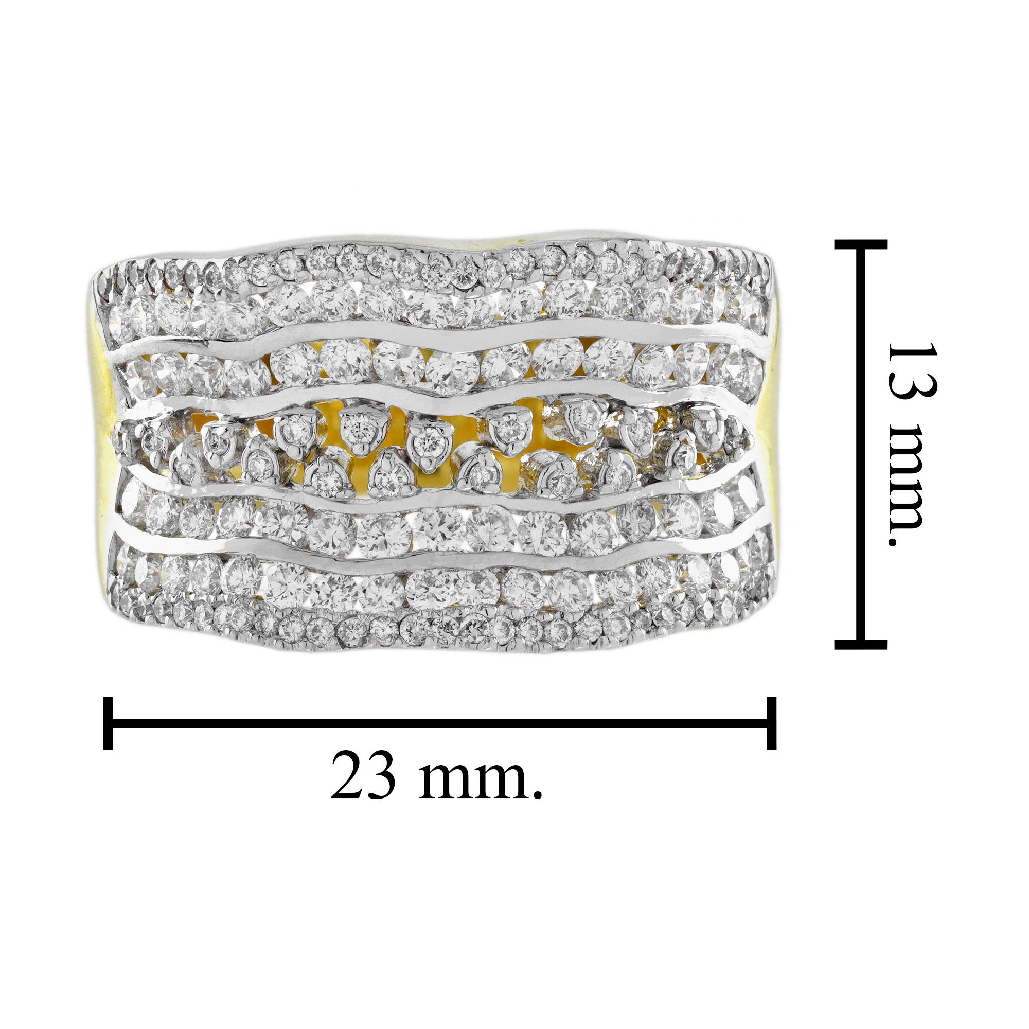 1.51 Ct. Diamond Unisex Wide Band Ring in 18K Yellow Gold 2