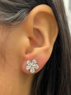 Elegant 1.51 Carat Pear Shape Diamond Earrings in 18k White Gold