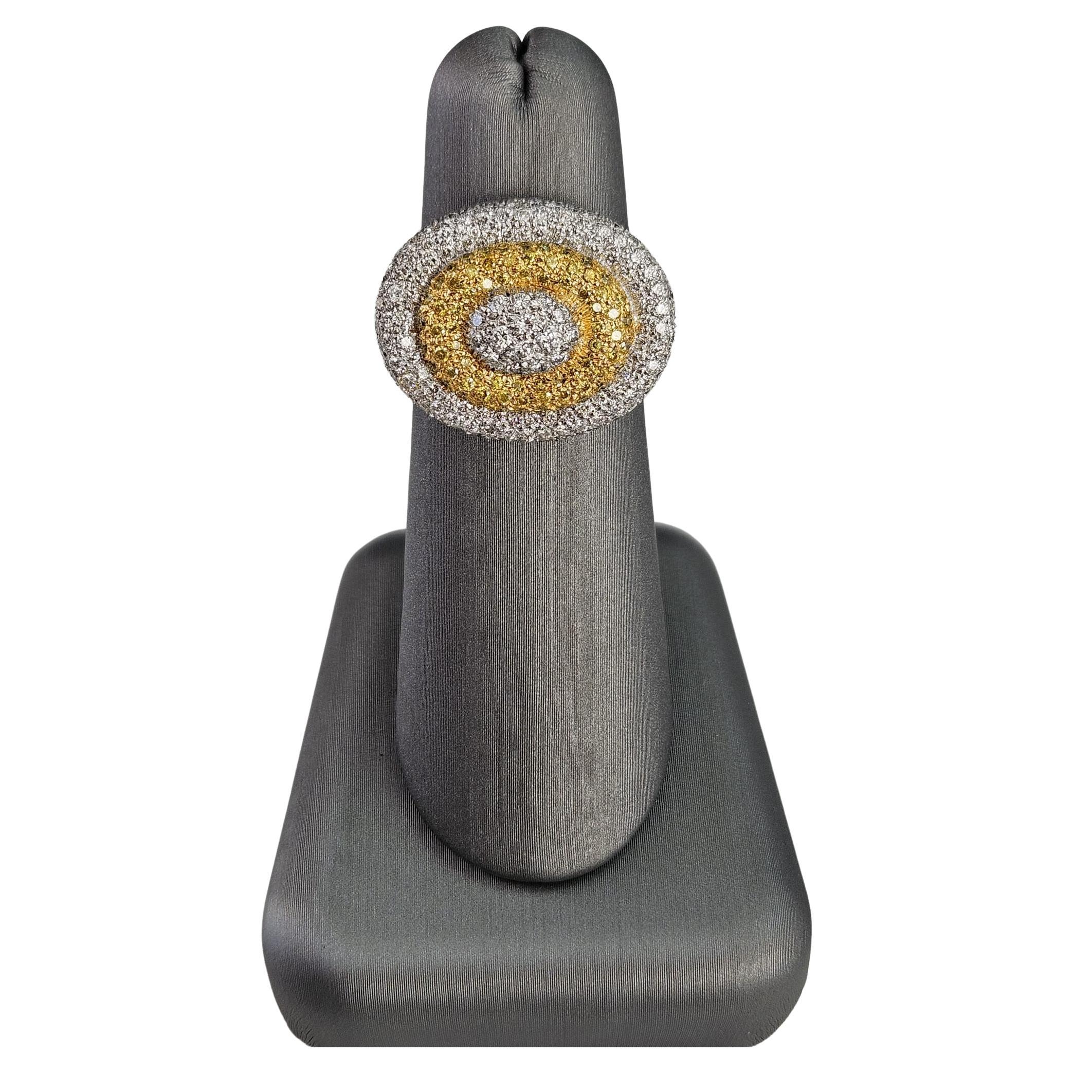 1.51 cts Canary and White Diamond Halo Ring For Sale