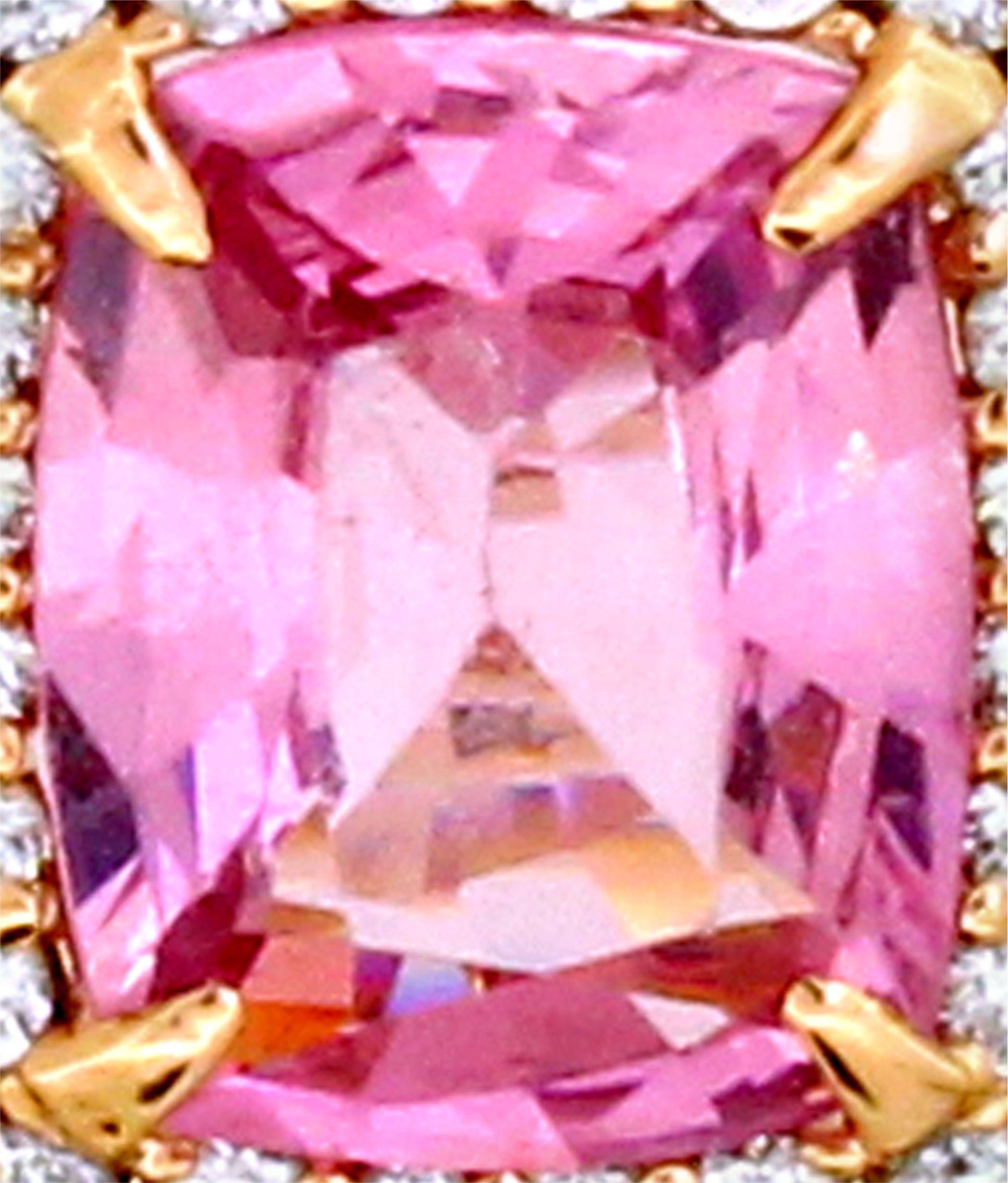 1,51 Karat rosa Saphir und 1,99 Karat gemischter Farbe Diamantring (Kissenschliff) im Angebot
