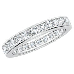 Anillo de eternidad con diamantes engastados en canal de 1,51 CTW, en oro macizo de 14K