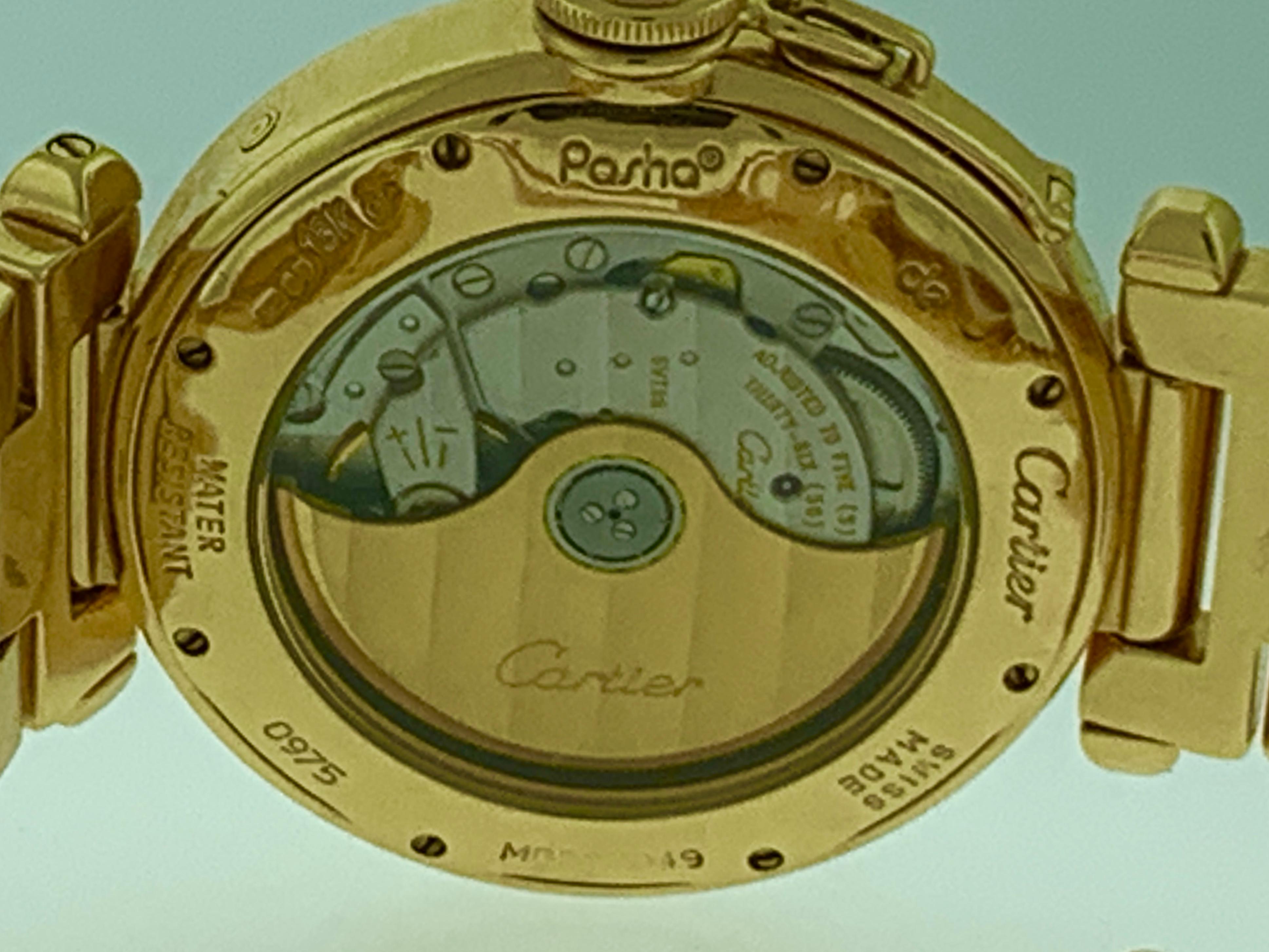 151 Gm 18 Karat Gold Cartier Pasha Factory Diamond Automatic Chrono Watch 3