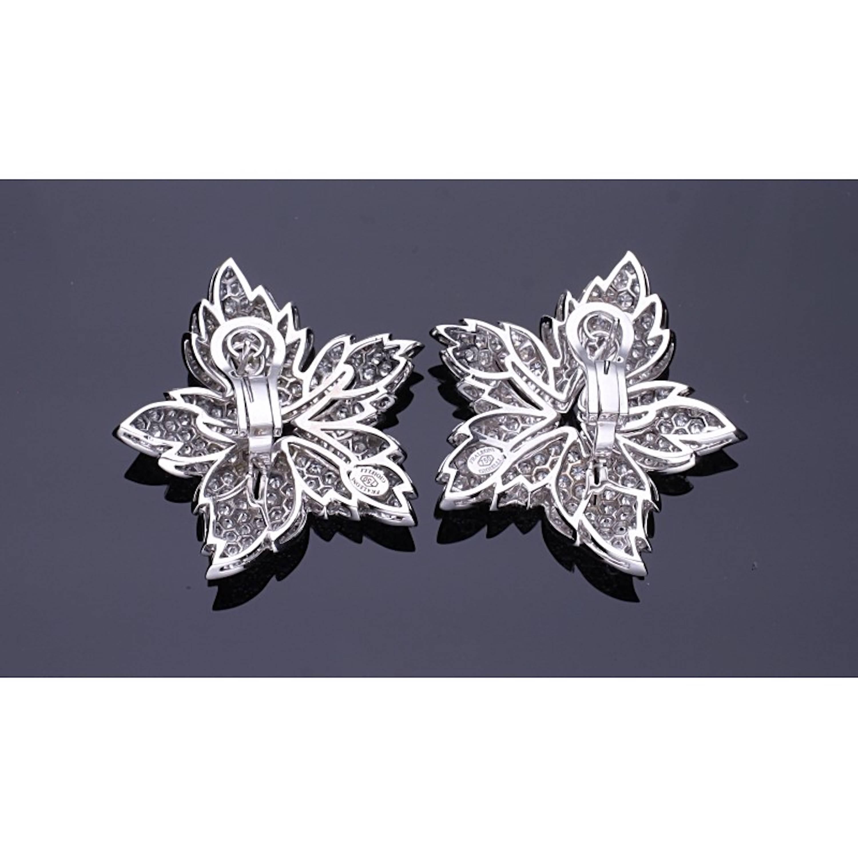 15.10 Carat Diamond 18 Kt. White Gold Star Clip-on Earrings In New Condition For Sale In Rome, IT