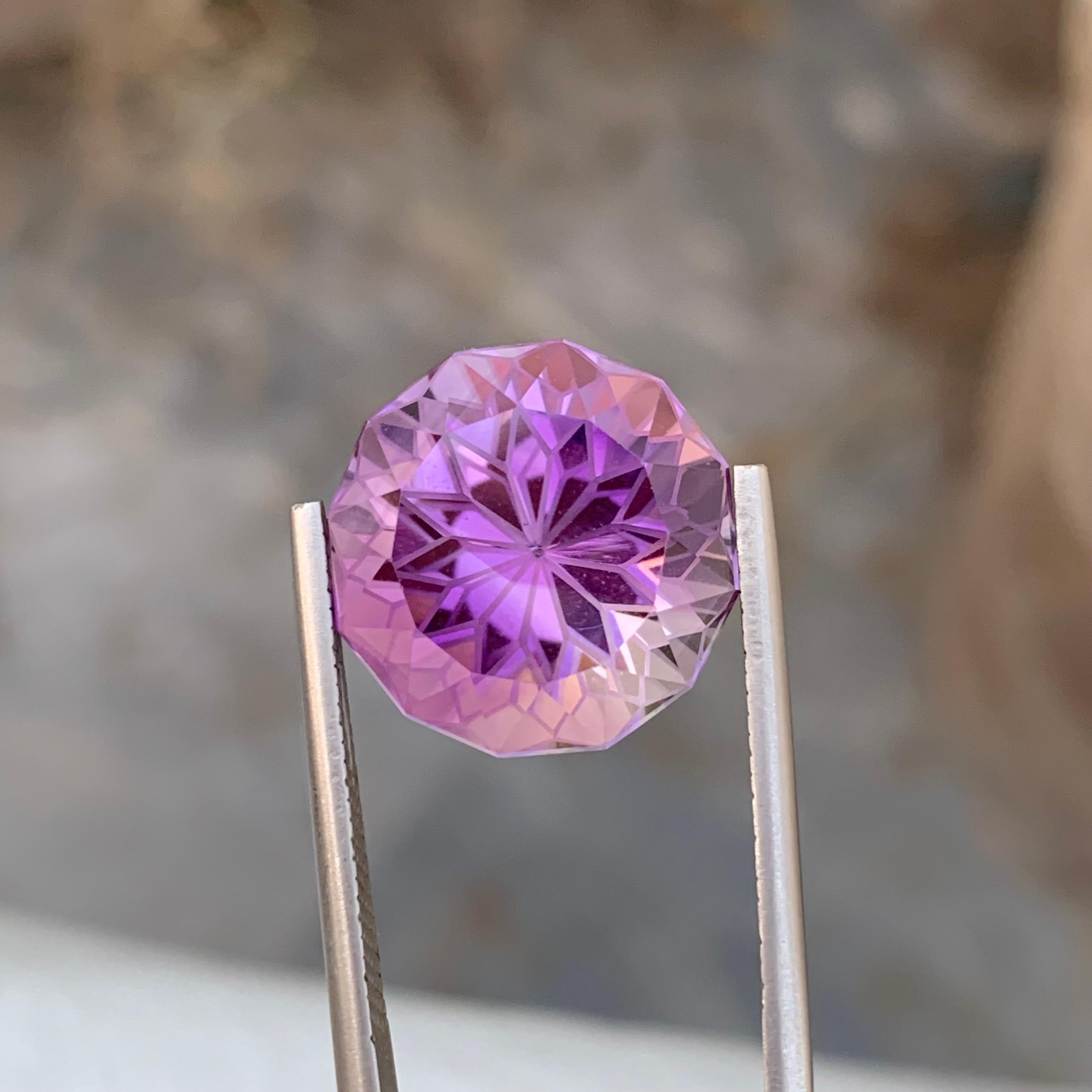 15.10 Carat Natural Loose Amethyst Round Shape Gem For Necklace Jewellery  For Sale 4