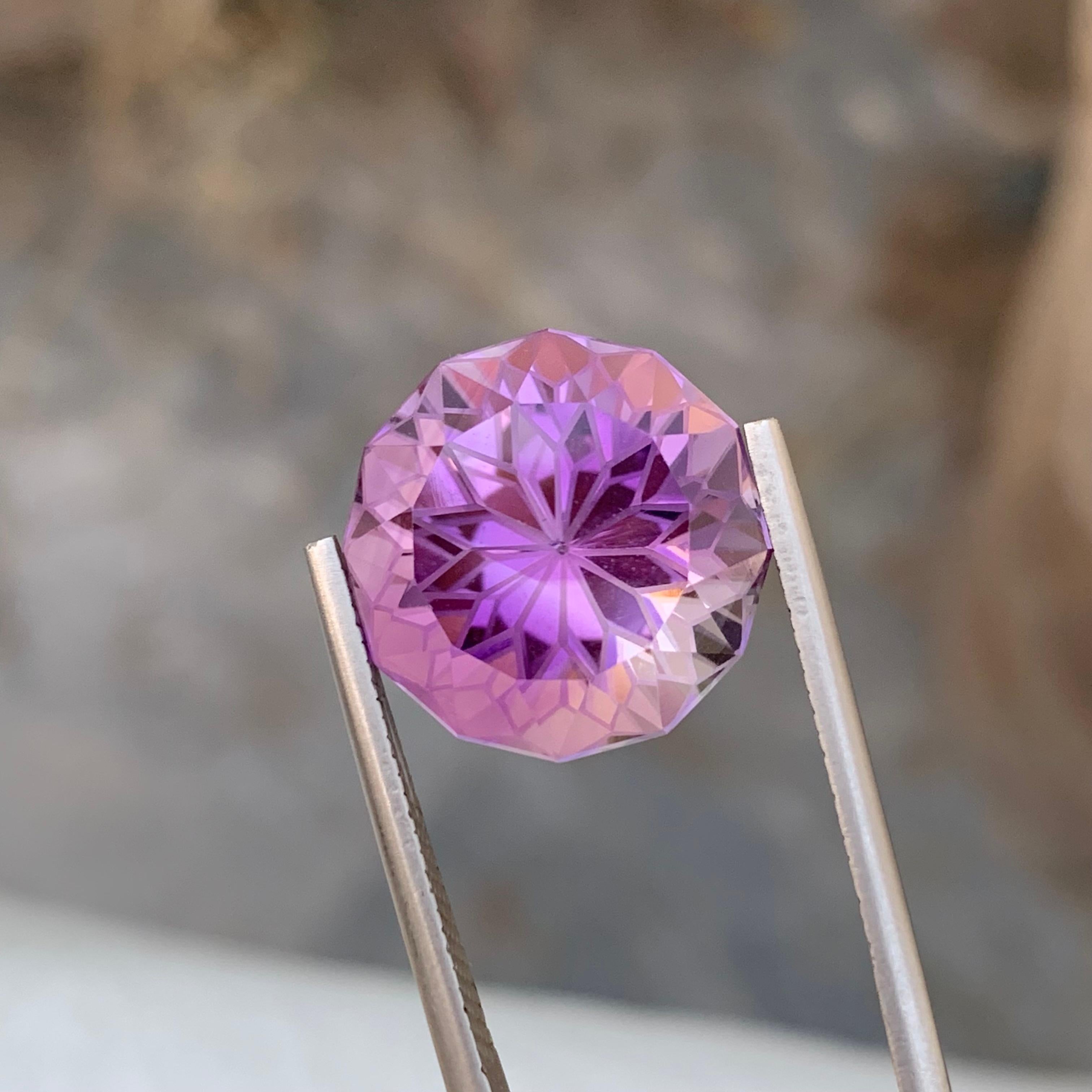 15.10 Carat Natural Loose Amethyst Round Shape Gem For Necklace Jewellery  For Sale 5