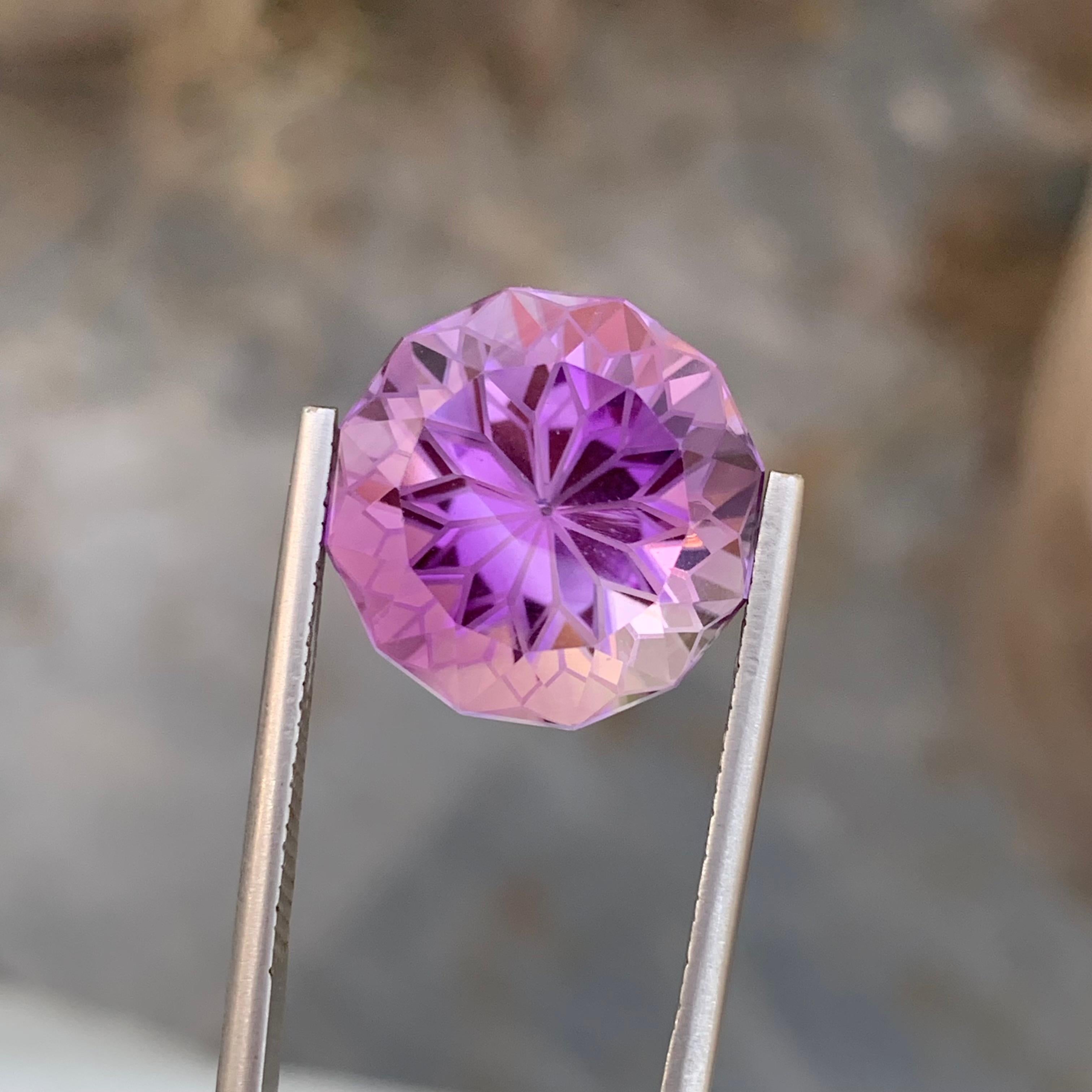 15.10 Carat Natural Loose Amethyst Round Shape Gem For Necklace Jewellery  In New Condition For Sale In Peshawar, PK