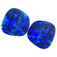 15.10 Carats Australian Opal Pair Royal Blue Flash play of Color Stone Gemstone (paire d'opales australiennes bleu royal)