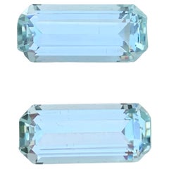 15.10 Carats Natural Loose Aquamarine Pair Long Emerald Shape Gemstone