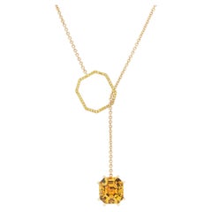 15.13 Carat Chrysoberyl and Yellow Diamond Adjustable 18K Yellow Gold Y Necklace