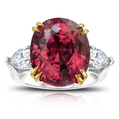 15.13 Carat Oval Red Spinel and Diamond Platinum and 18k Yellow Gold Ring