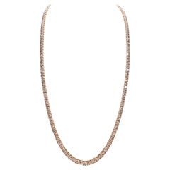 Collana Tennis con diamanti naturali rotondi da 15,13 carati in oro rosa 14 carati