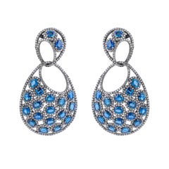 15.14 Carat Diamond and Sapphire Dangle Earrings