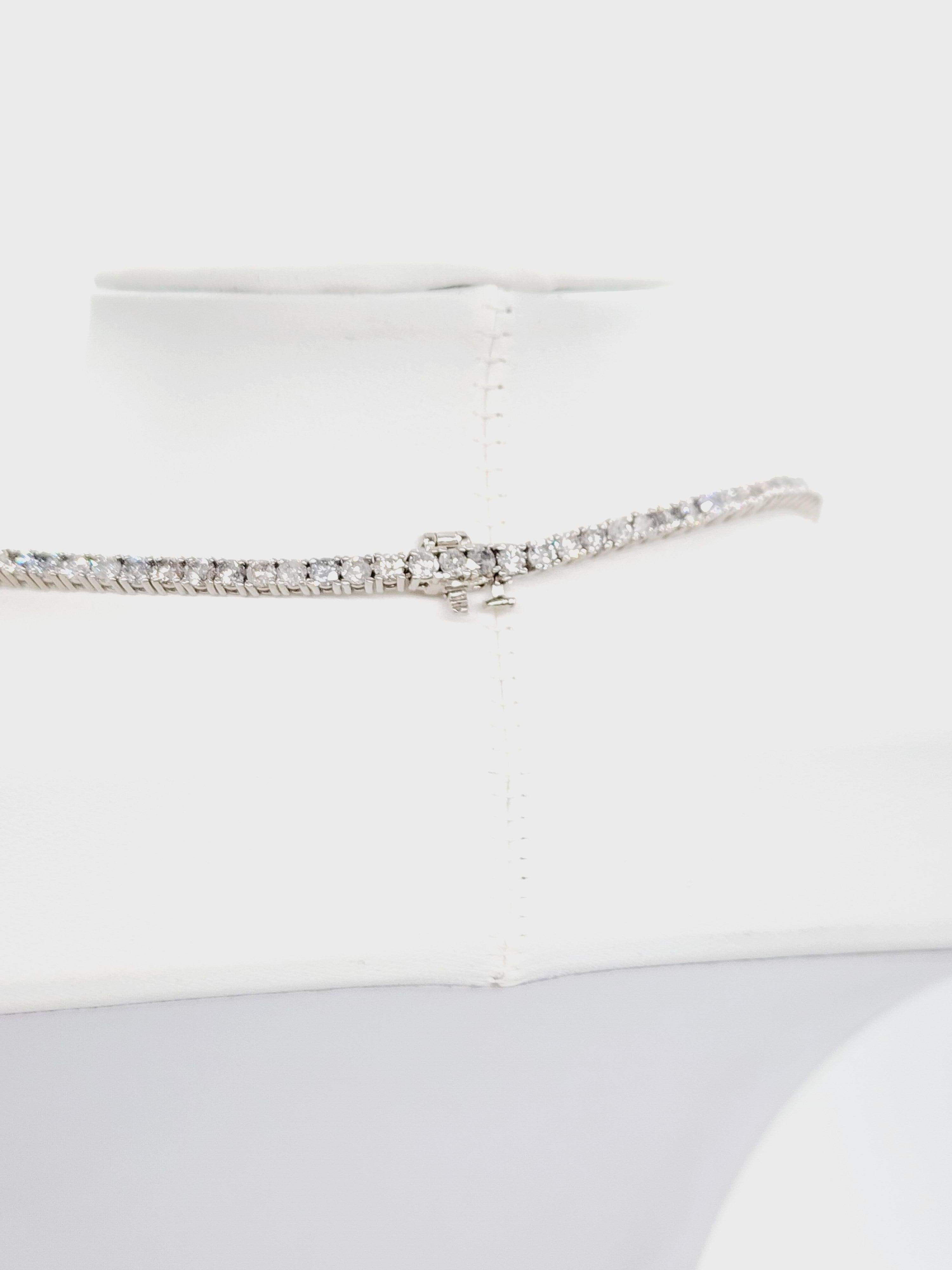 15.14 Carat Round Natural Diamond Tennis Necklace 14 Karat White Gold 20'' 2