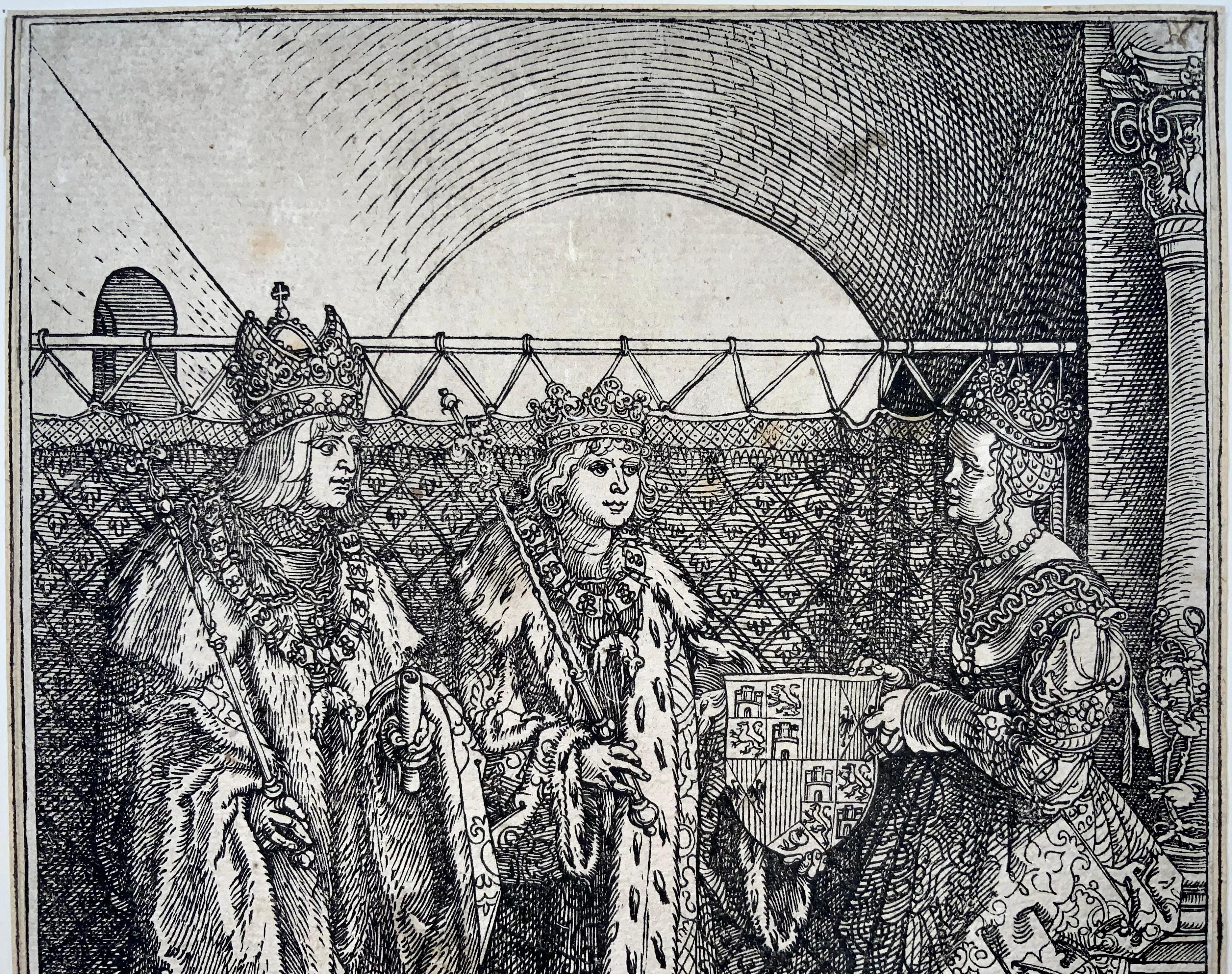 Renaissance 1515 Albrecht Durer Emperor Maximilian & Mary, Woodcut, Triumphal Arch For Sale