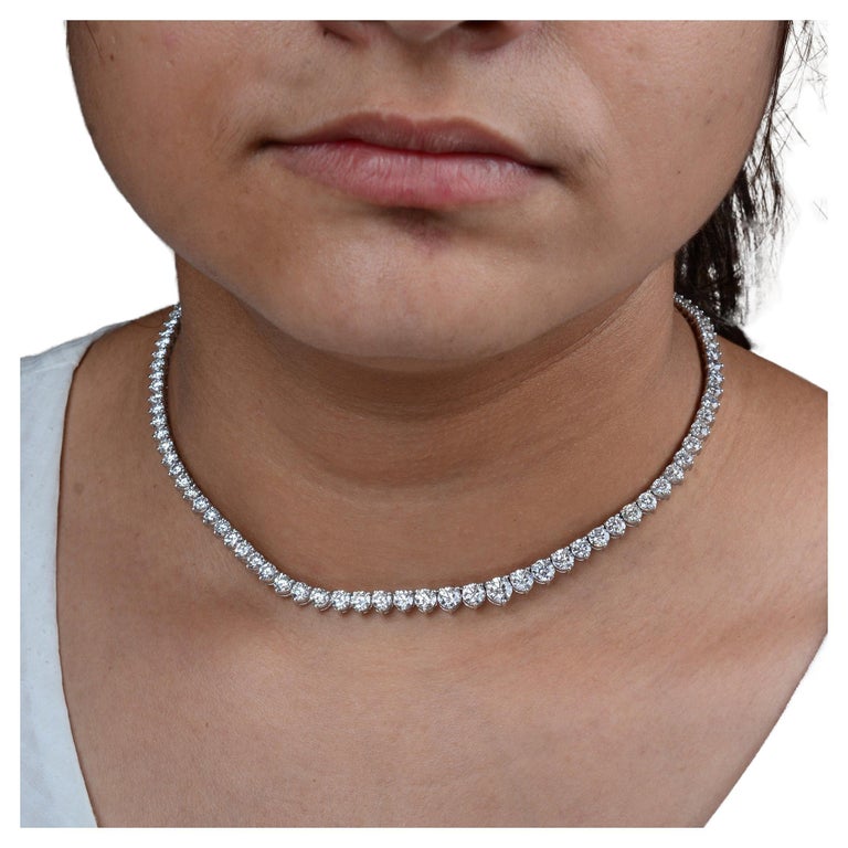15.15 Carat CVD Diamond Chain Necklace 10 Karat White Gold Fine Jewelry For Sale at 1stDibs