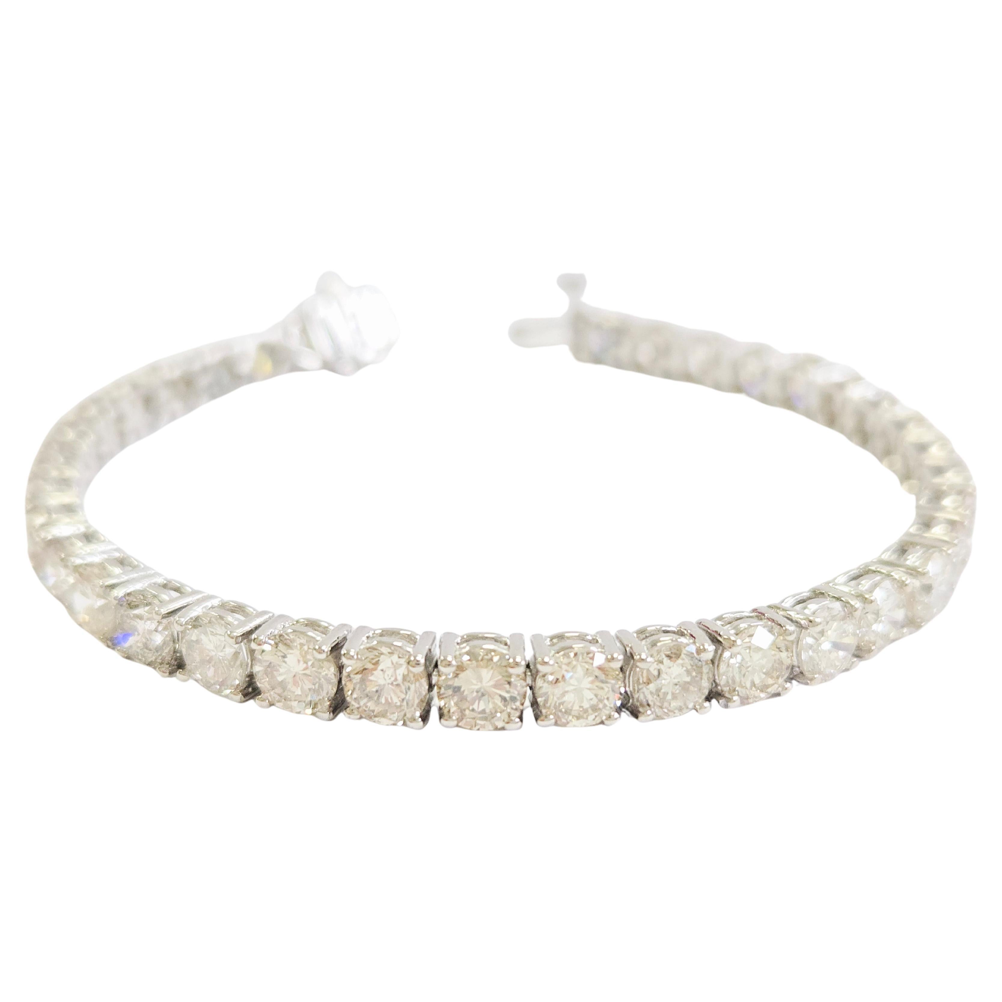 15,15 Karat natürliches Diamant-Tennisarmband aus 14 Karat Weißgold