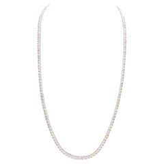 15,15 Karat runder natürlicher Diamant-Tennis-Halskette 14 Karat Weißgold 22''