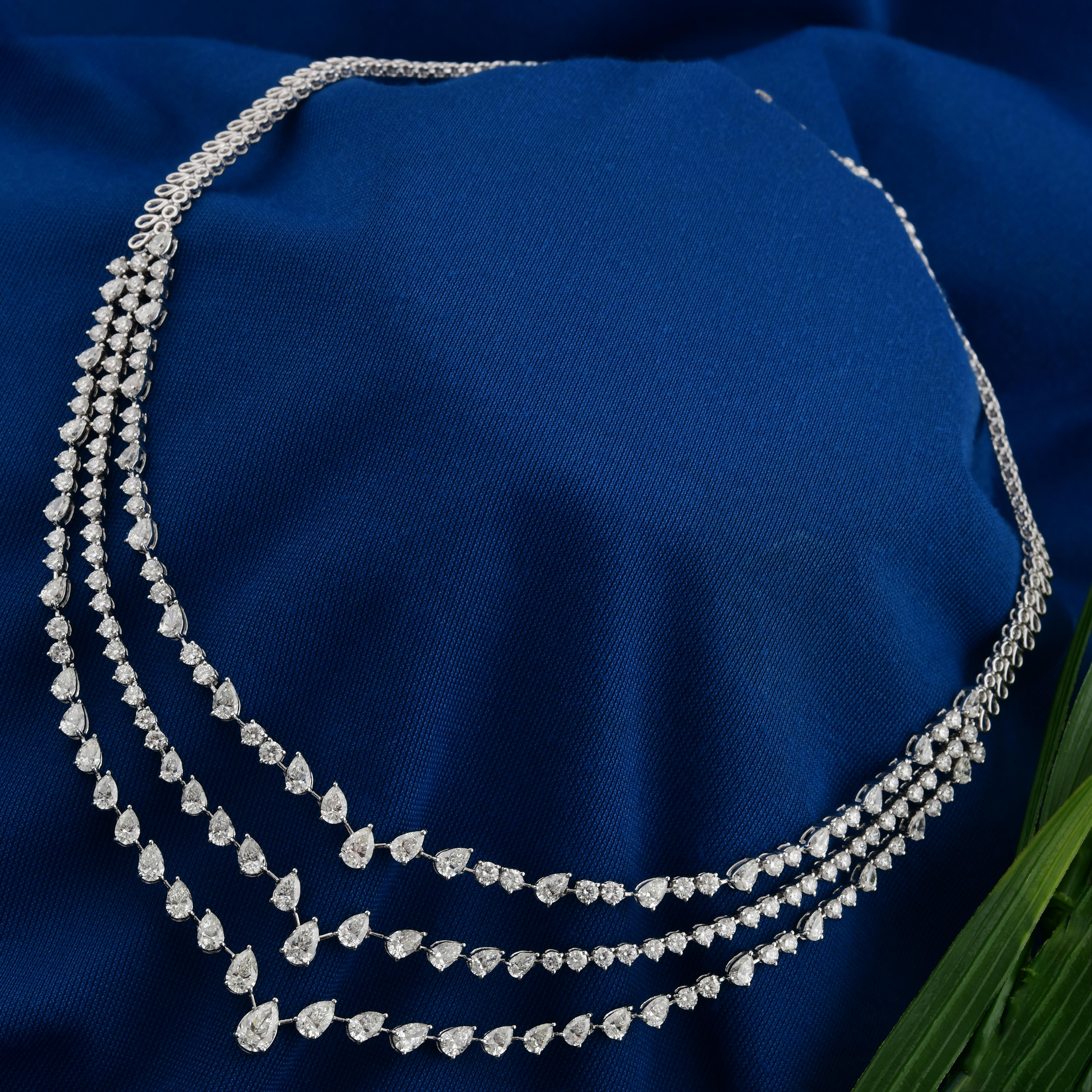 15.15Ct SI/H Natürlicher Diamant Dreilagige Hochzeitskette 18 Karat Weißgold im Zustand „Neu“ im Angebot in Diera, Dubai