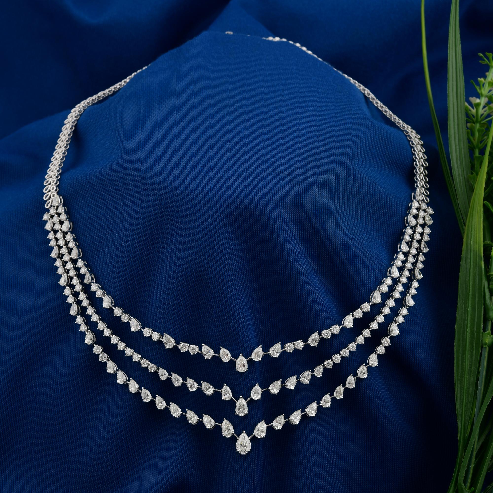 15.15Ct SI/H Natürlicher Diamant Dreilagige Hochzeitskette 18 Karat Weißgold im Angebot 2