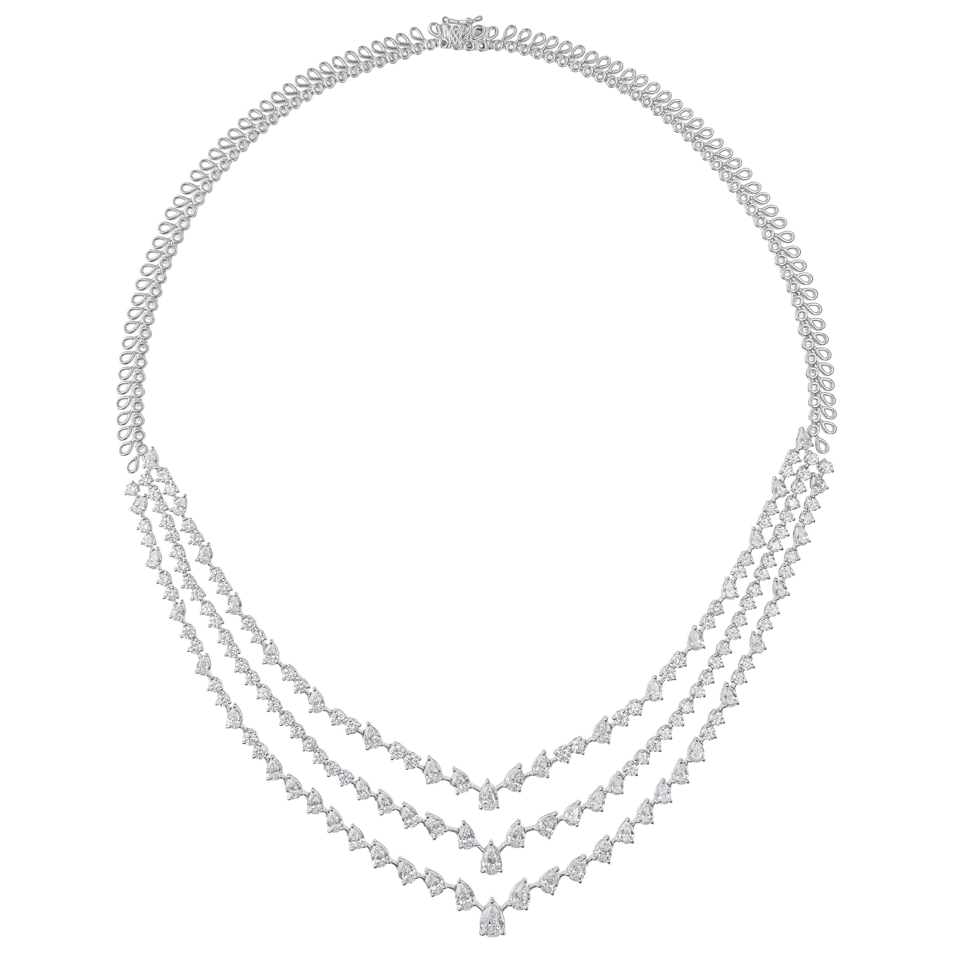 15.15Ct SI/H Natürlicher Diamant Dreilagige Hochzeitskette 18 Karat Weißgold