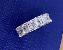 15.16 Cts. Emerald Cut Diamond Eternity Band Ring in Platinum