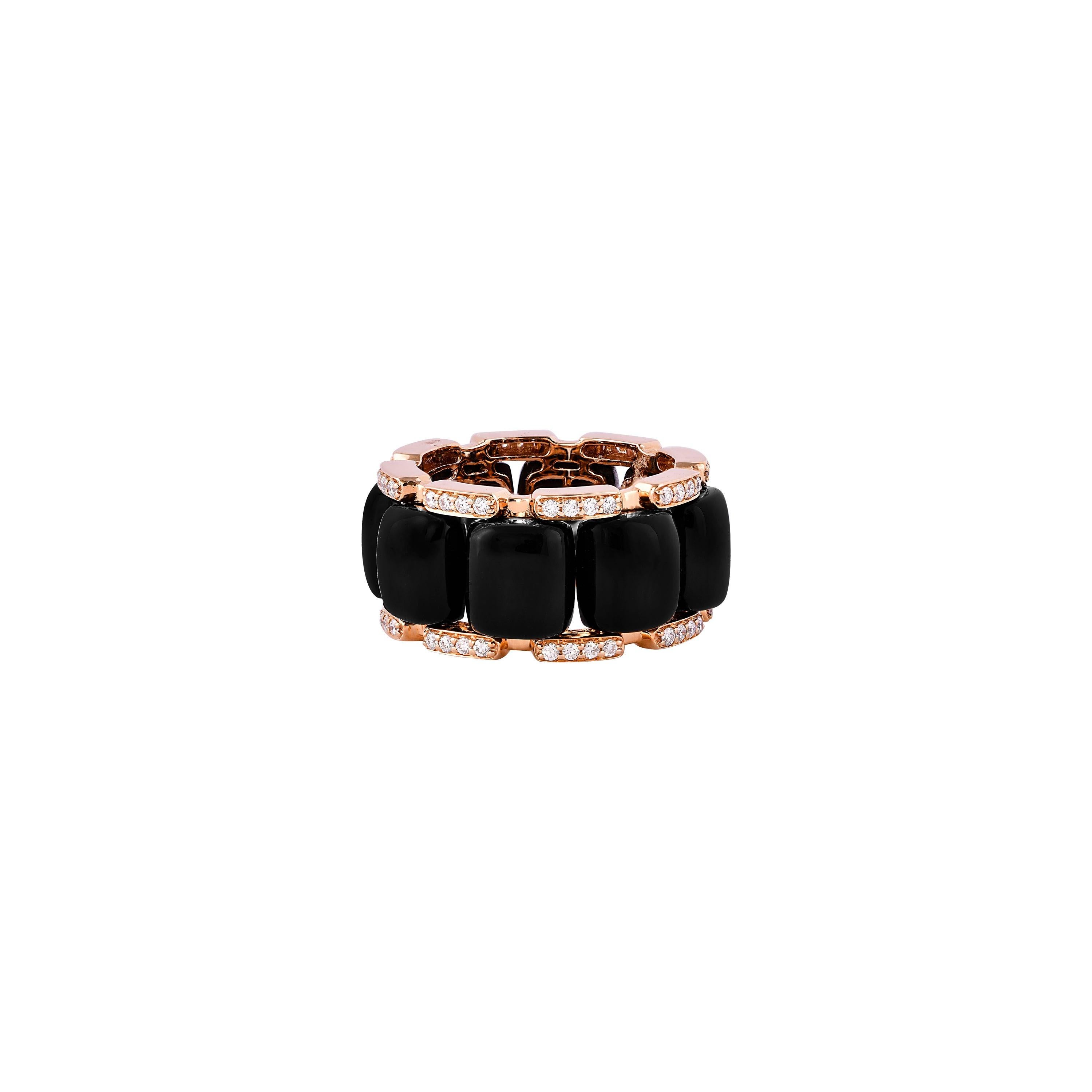 For Sale:  15.17 Carat Black Onyx and White Diamond Ring in 18 Karat Rose Gold 4