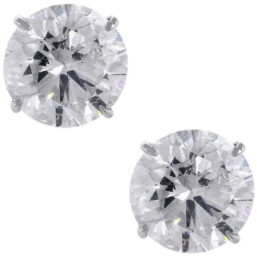 15.17 Carat Round Brilliant Diamond Stud Earrings