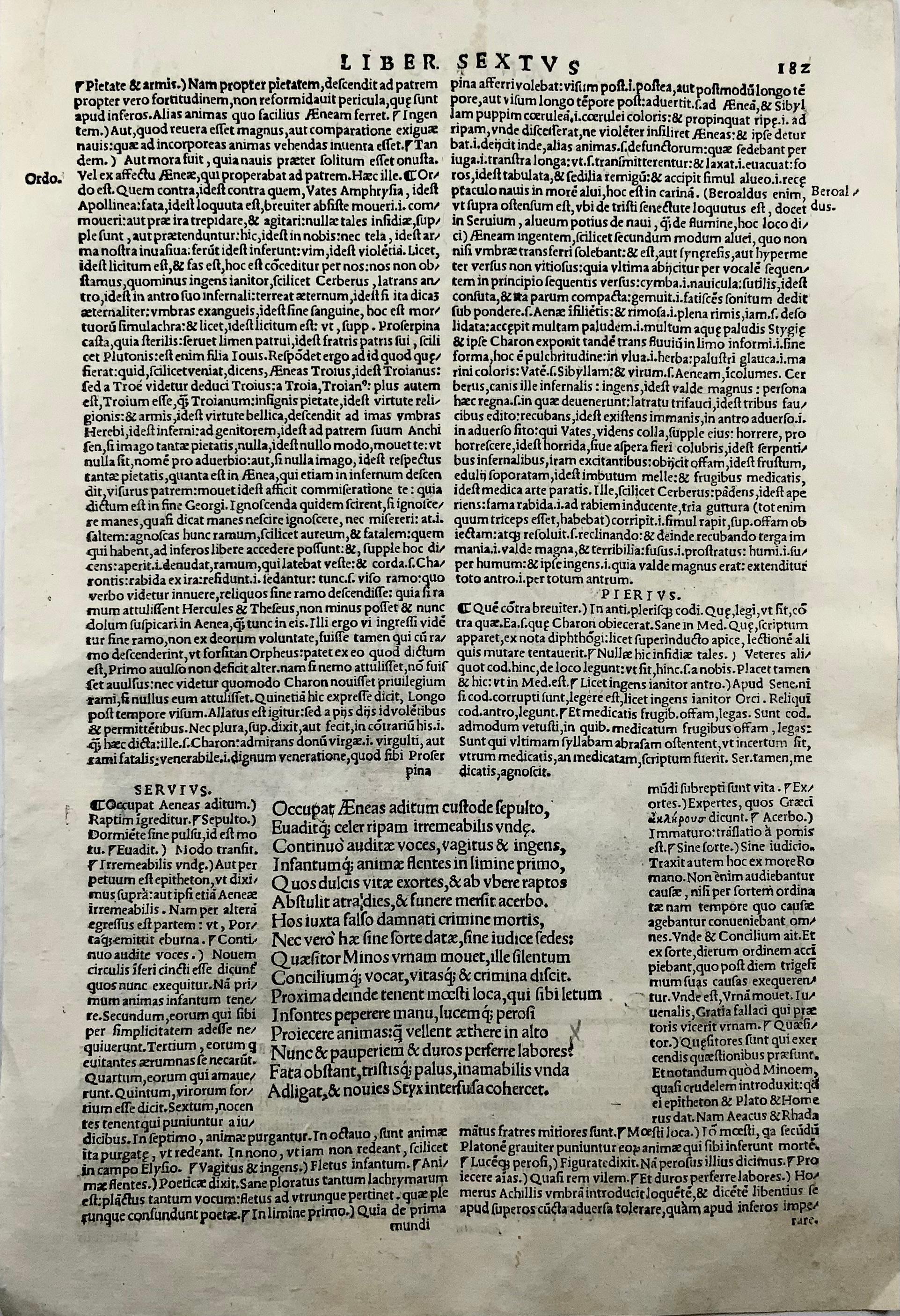 1517 the Underworld, Folio Gruninger Woodcut Leaf, Virgil’s Aeneid, Hand Colour 1