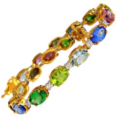15.17ct natural Tsavortie Spinel Tanzanite Aquamarine Sapphire Diamond Bracelet*